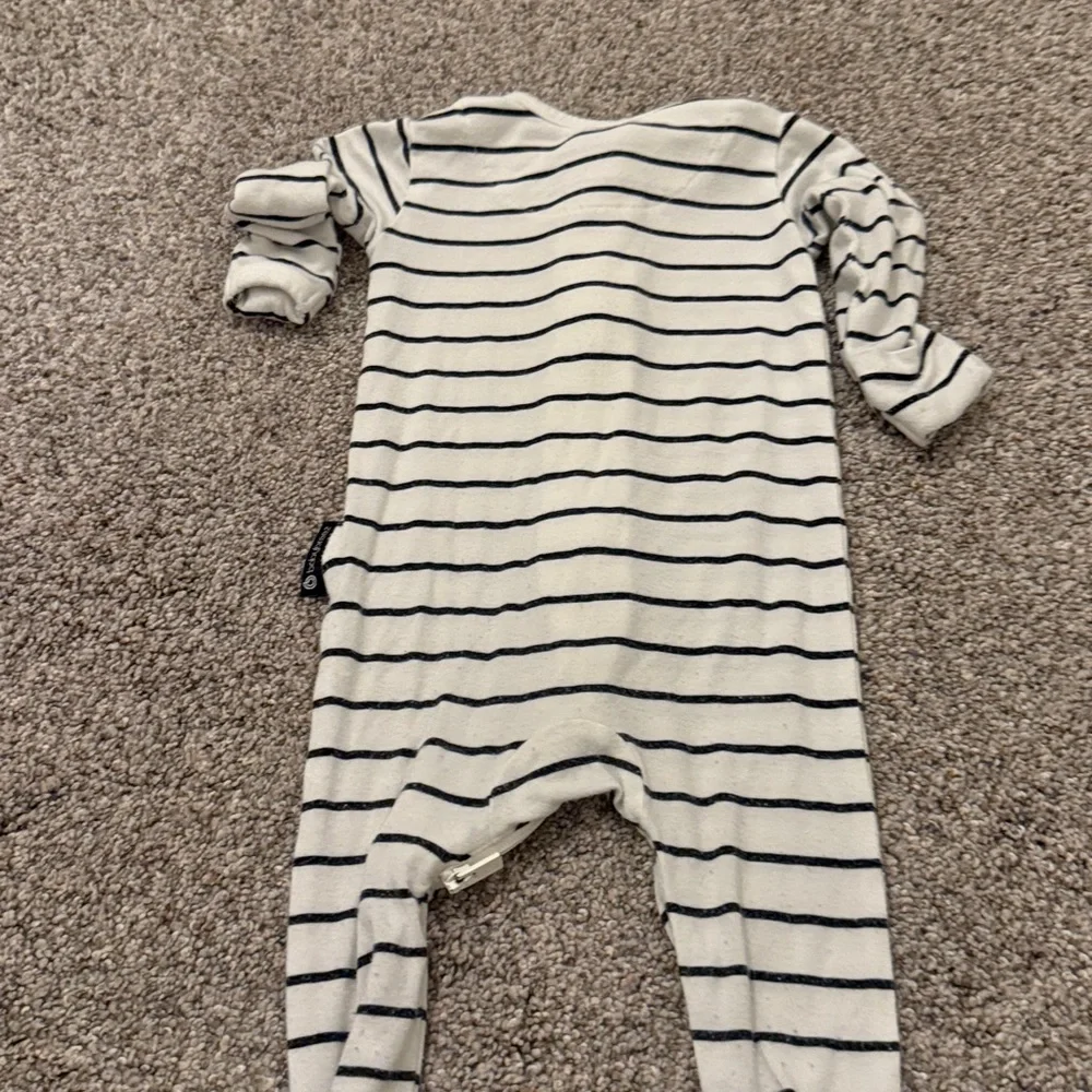 Little Bipsy Black and White Striped Footie Pajamas 0-3 months